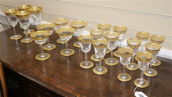 A part suite of cut and gilded table glassware (21 pieces)
